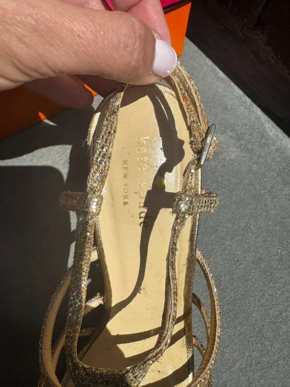 Kate Spade Caryl Gold Women's Bridal Starlight Fabric Strappy Heels - Size 8